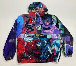 Men Members Only x Batman DC Comics all-over graphic 1/2 zip anorak windbreaker